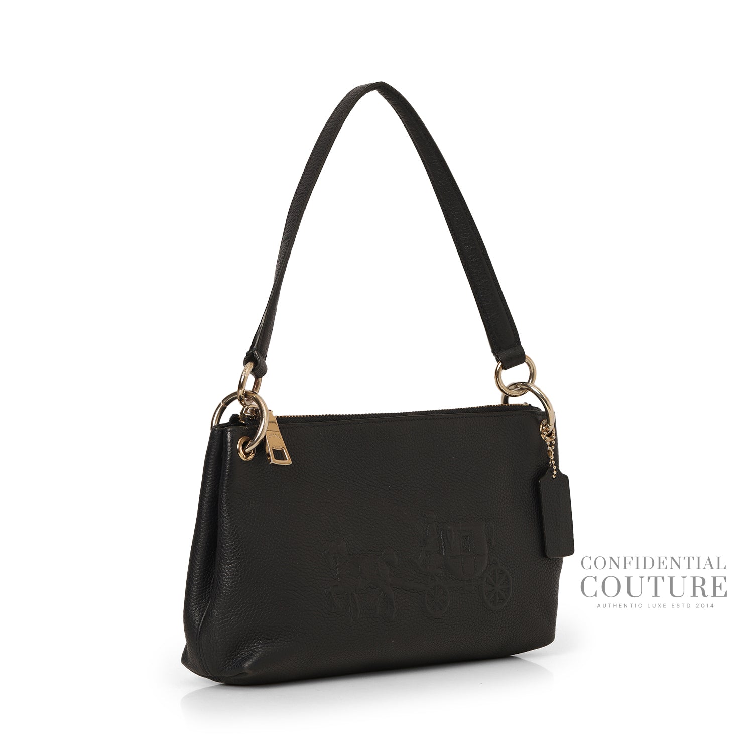 Navy Leather Horse and Carraige Shoulder Bag