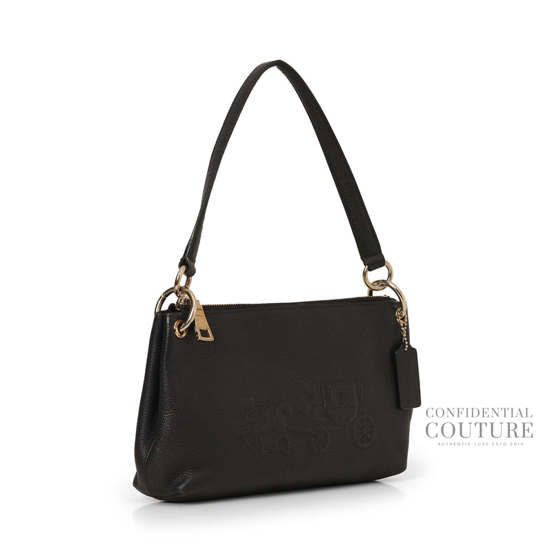 Navy Leather Horse and Carraige Shoulder Bag