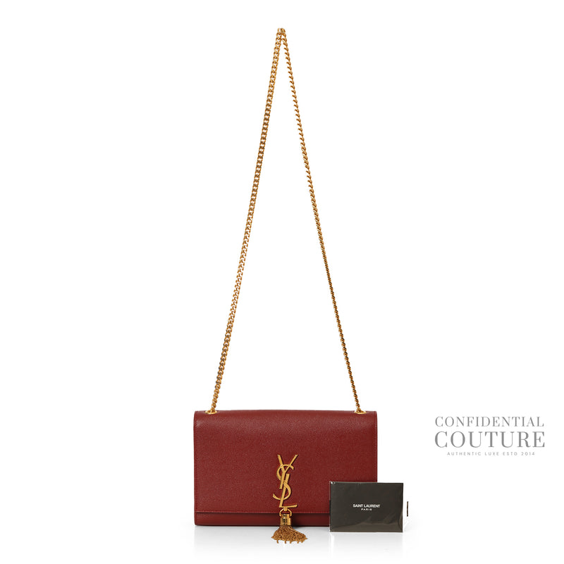 Women Yves Saint Laurent Maroon Kate Medium Tassle Bag