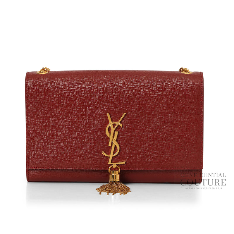 Yves Saint Laurent Maroon Kate Medium Tassle Bag