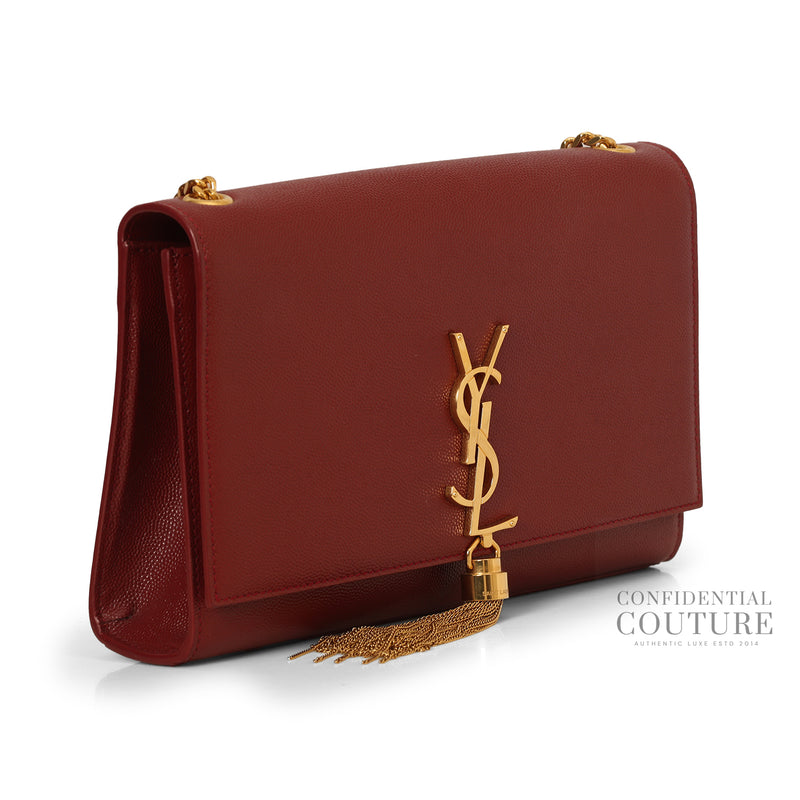 Pre-loved Yves Saint Laurent Maroon Kate Medium Tassle Bag