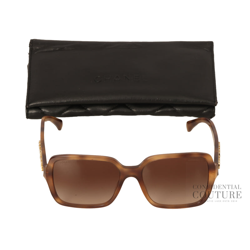 Pre-loved Chanel Brown 5408 Square Acetate Sunglasses