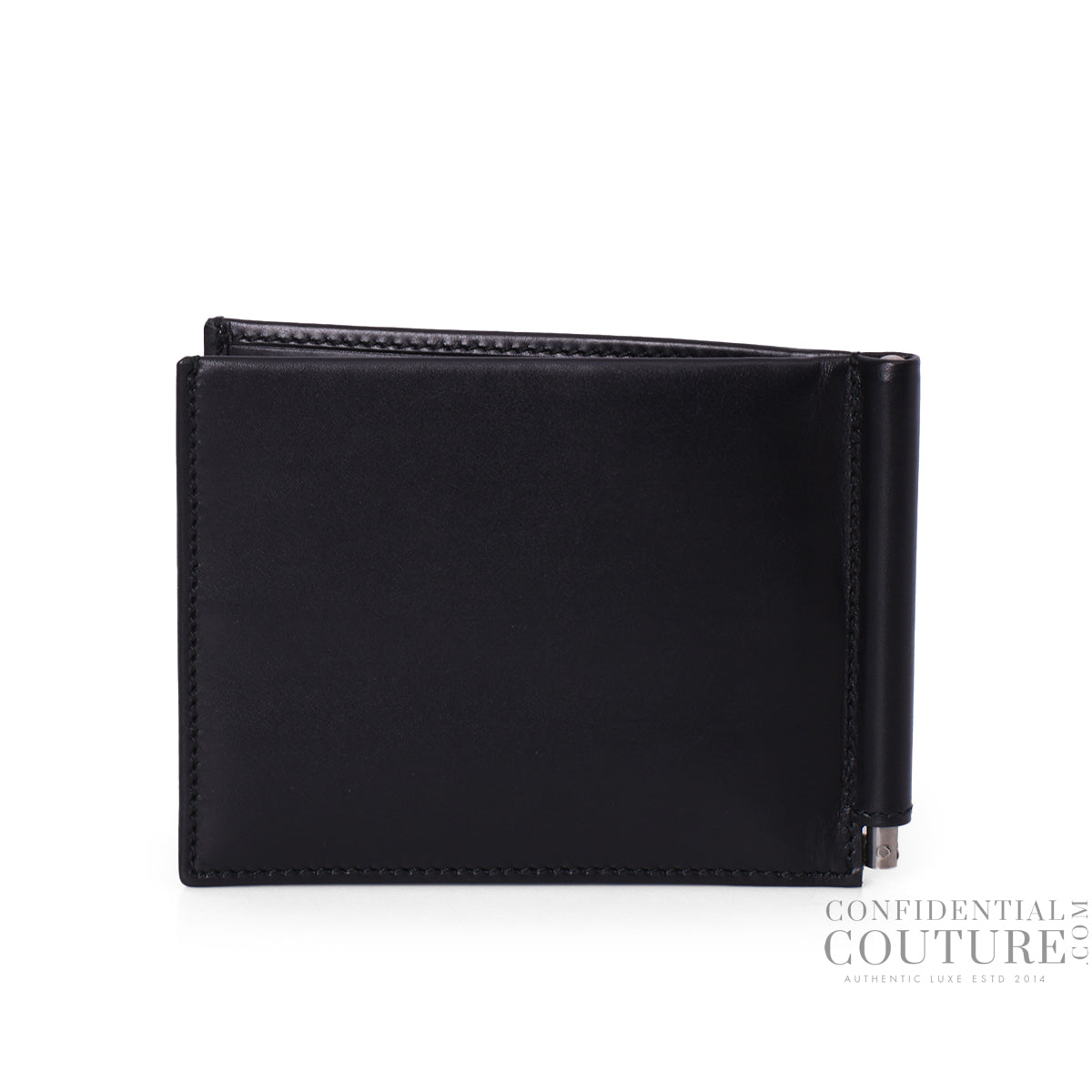 Black Smooth Leather Money Clip Wallet