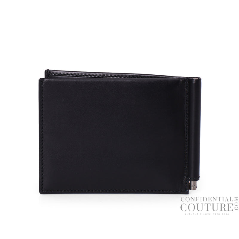 Black Smooth Leather Money Clip Wallet