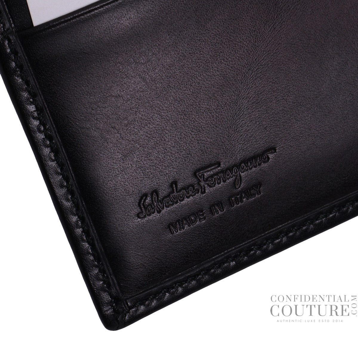 Black Smooth Leather Money Clip Wallet