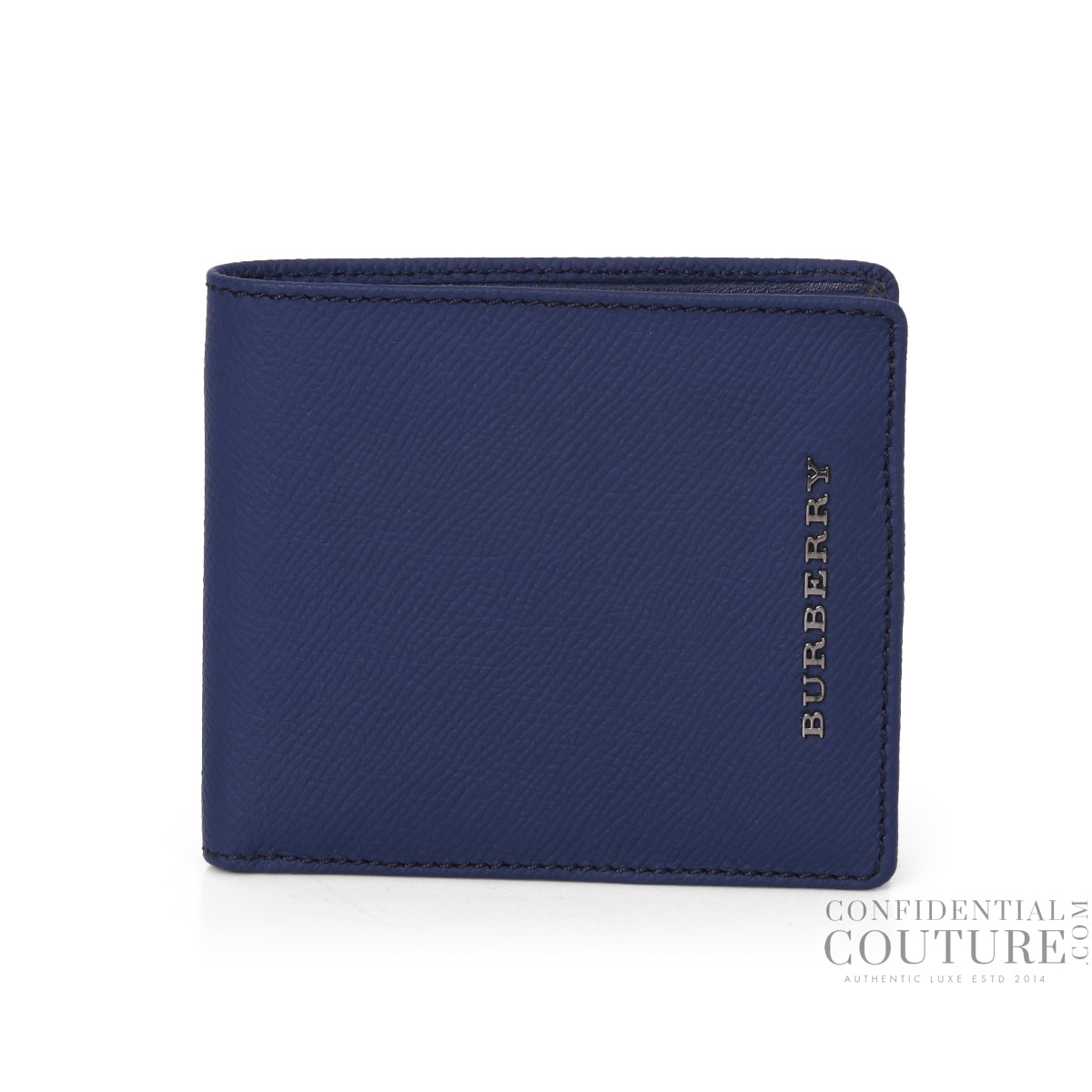 Navy Grainy Leather Bi-Fold Wallet