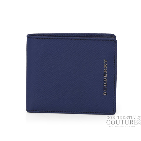 Navy Grainy Leather Bi-Fold Wallet