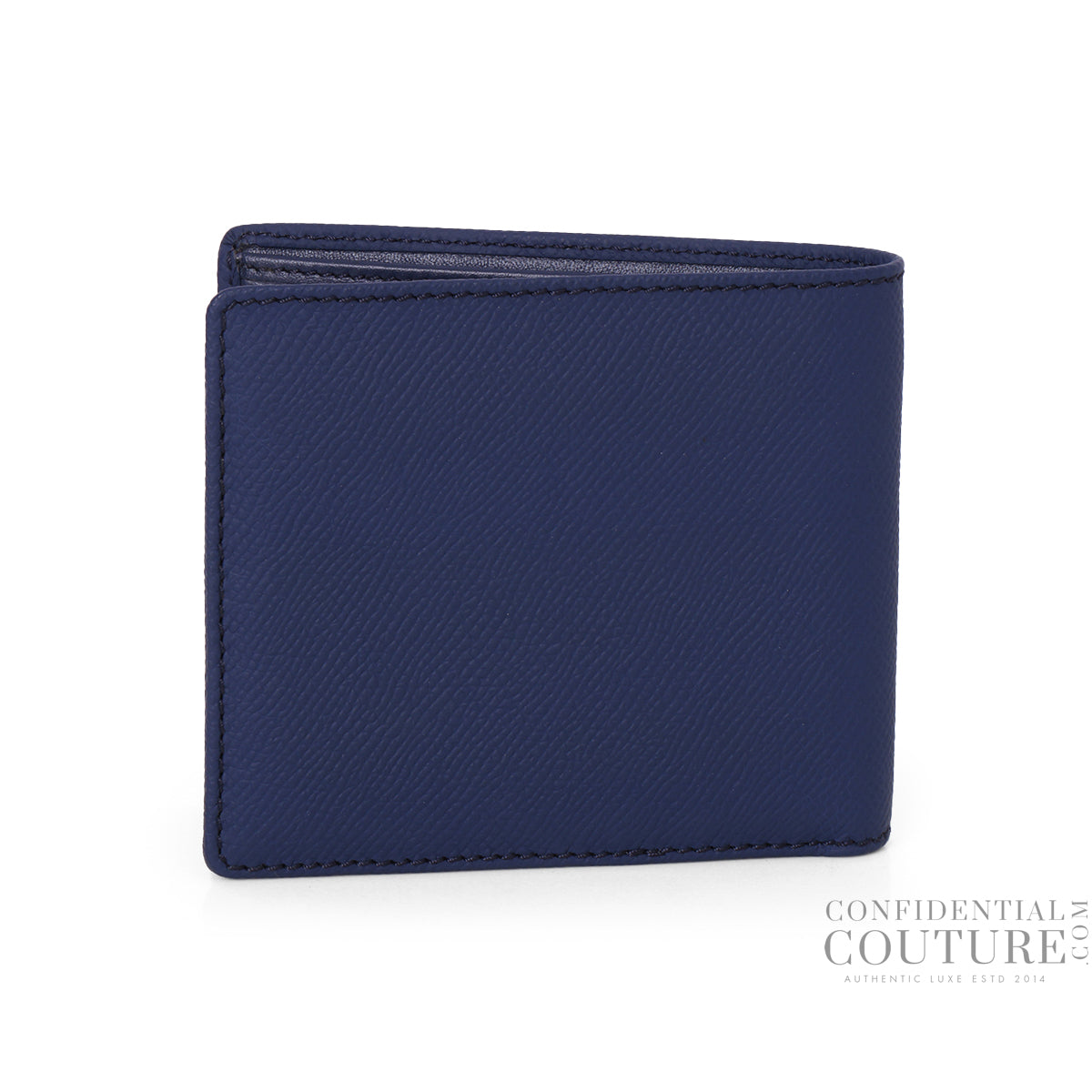 Navy Grainy Leather Bi-Fold Wallet