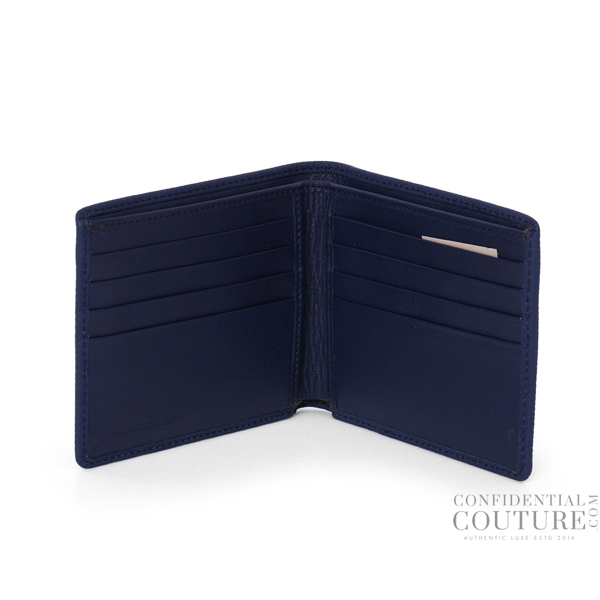 Navy Grainy Leather Bi-Fold Wallet