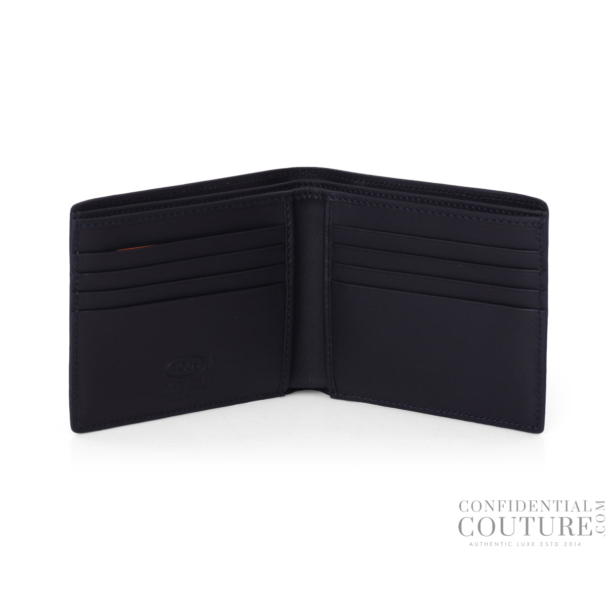 Blue Croc-Embossed Patent Leather Bi-Fold Wallet