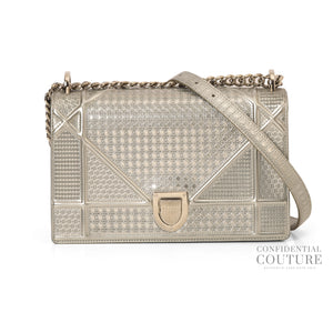 Micro Cannage Silver Diorama Medium Flap Bag
