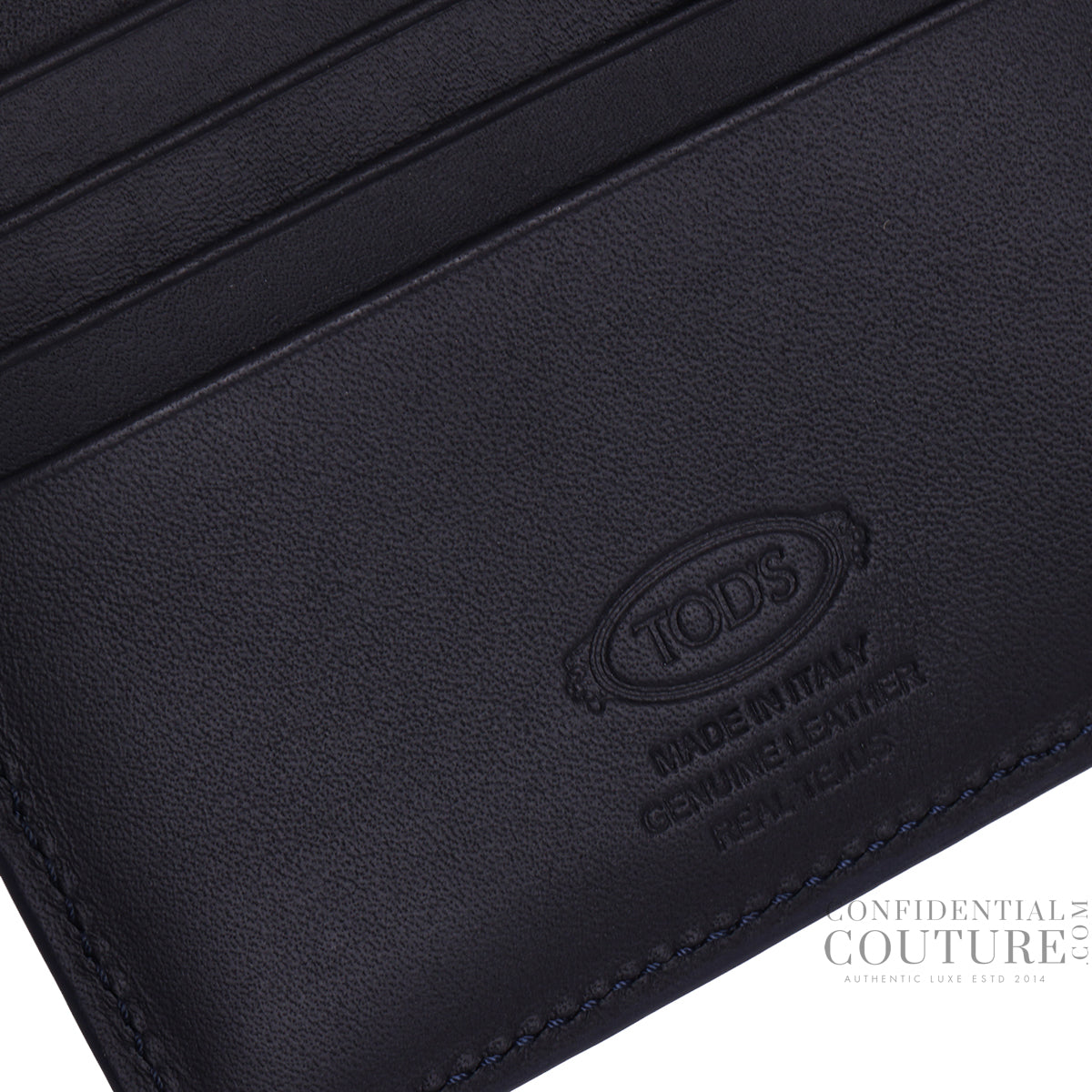 Blue Croc-Embossed Patent Leather Bi-Fold Wallet