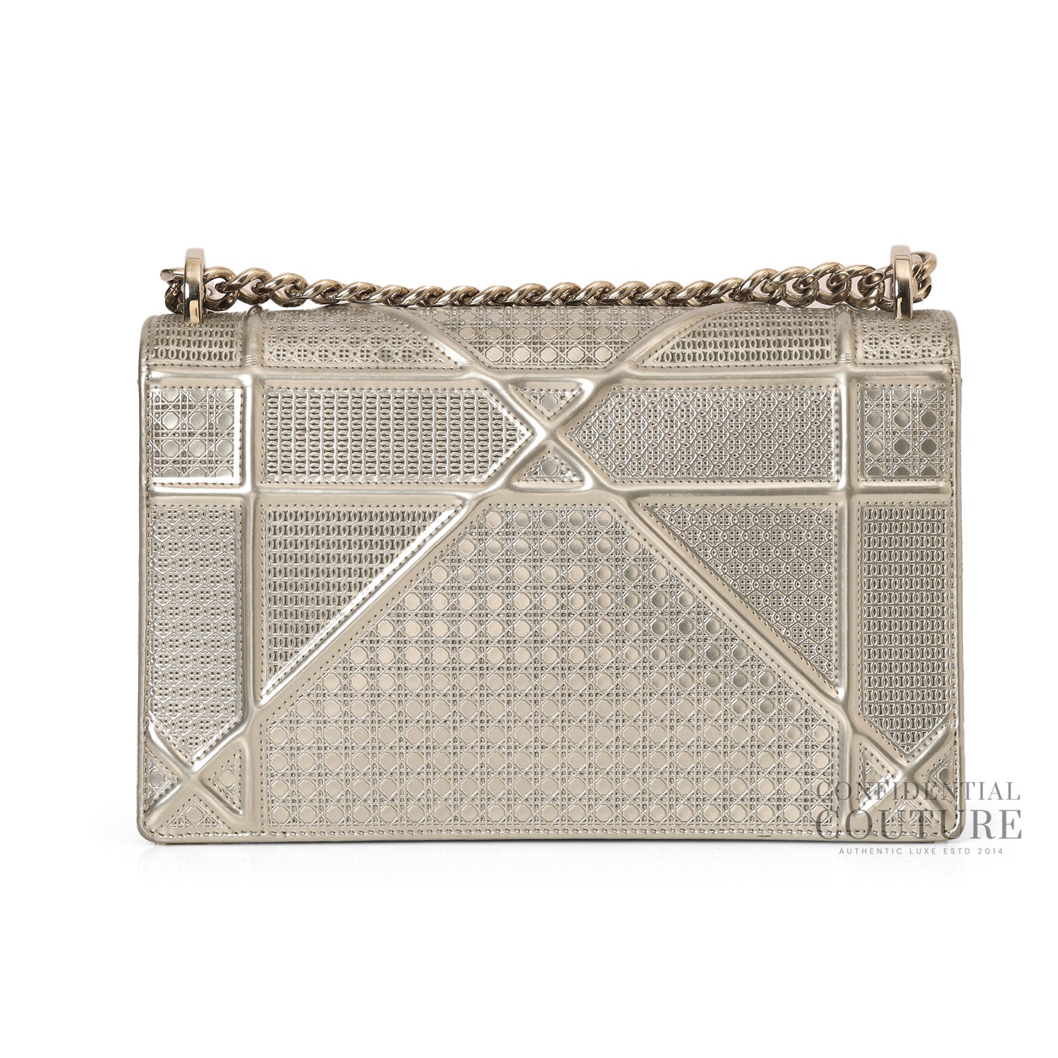 Micro Cannage Silver Diorama Medium Flap Bag