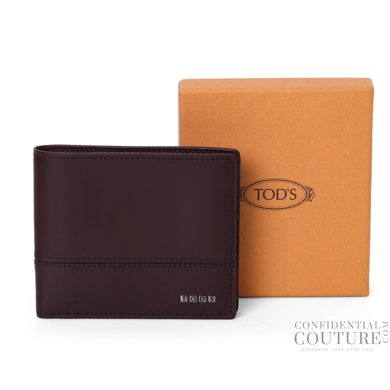 Wine Solid Leather Billfold Wallet