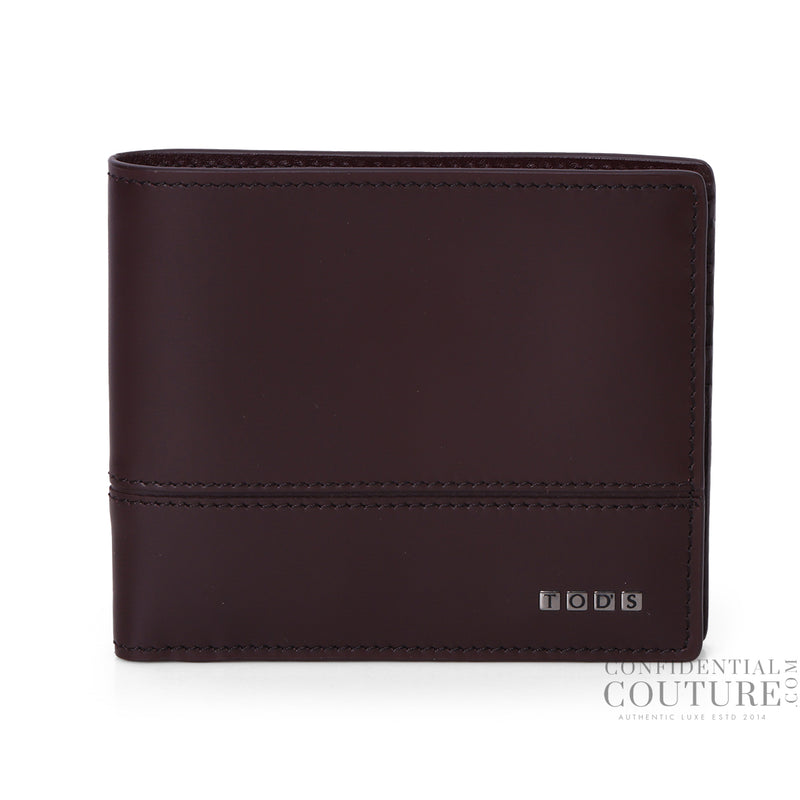 Wine Solid Leather Billfold Wallet