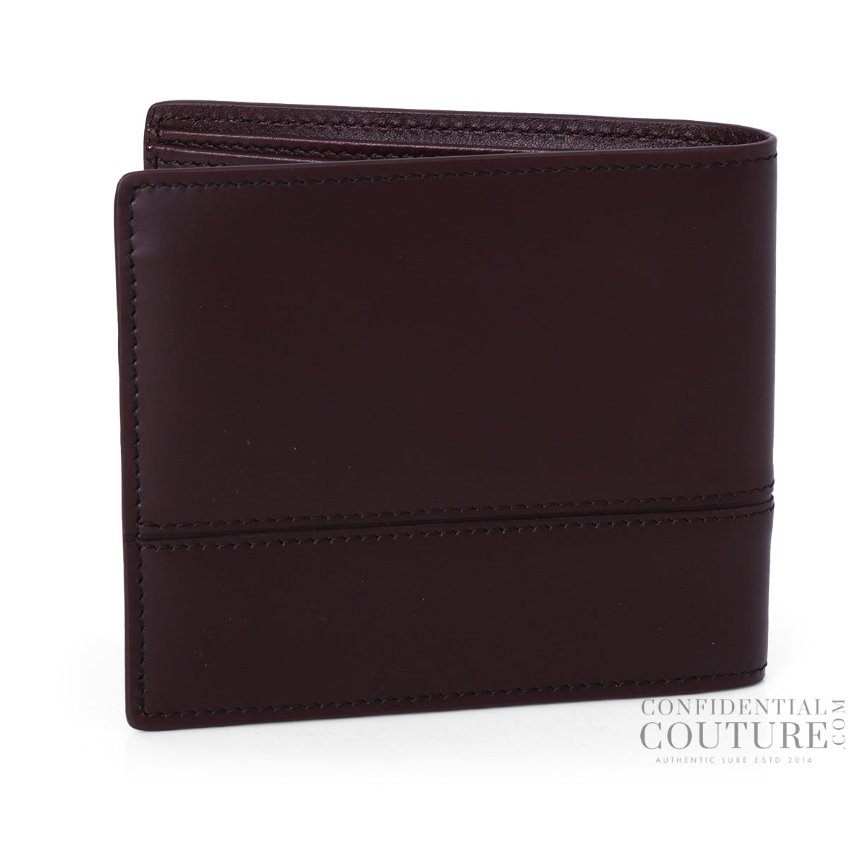 Wine Solid Leather Billfold Wallet