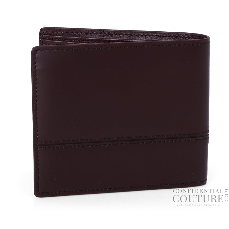 Wine Solid Leather Billfold Wallet