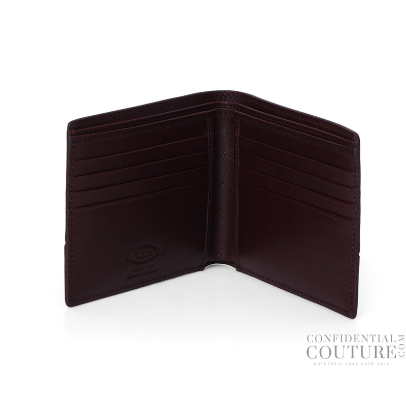 Wine Solid Leather Billfold Wallet