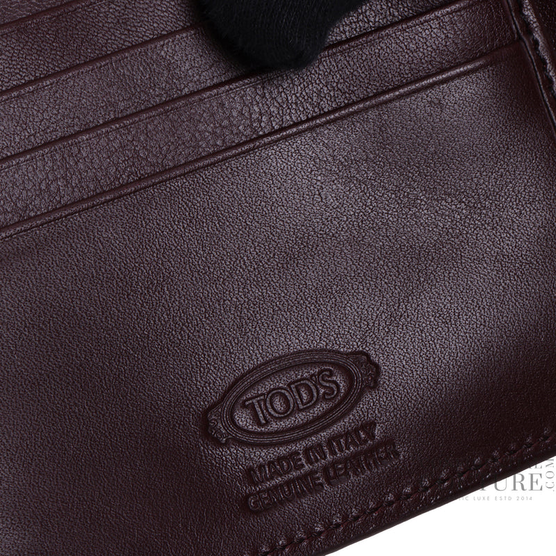 Wine Solid Leather Billfold Wallet