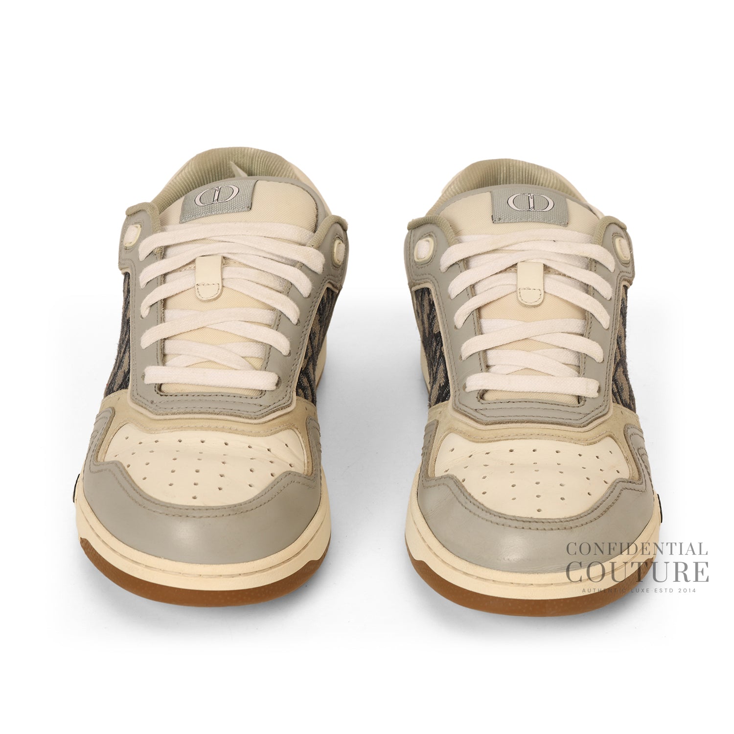 B27 Uptown Gray and White Smooth Calfskin with Beige and Black Dior Oblique Jacquard Low-Top Sneaker EU 41 | UK7 | US 8