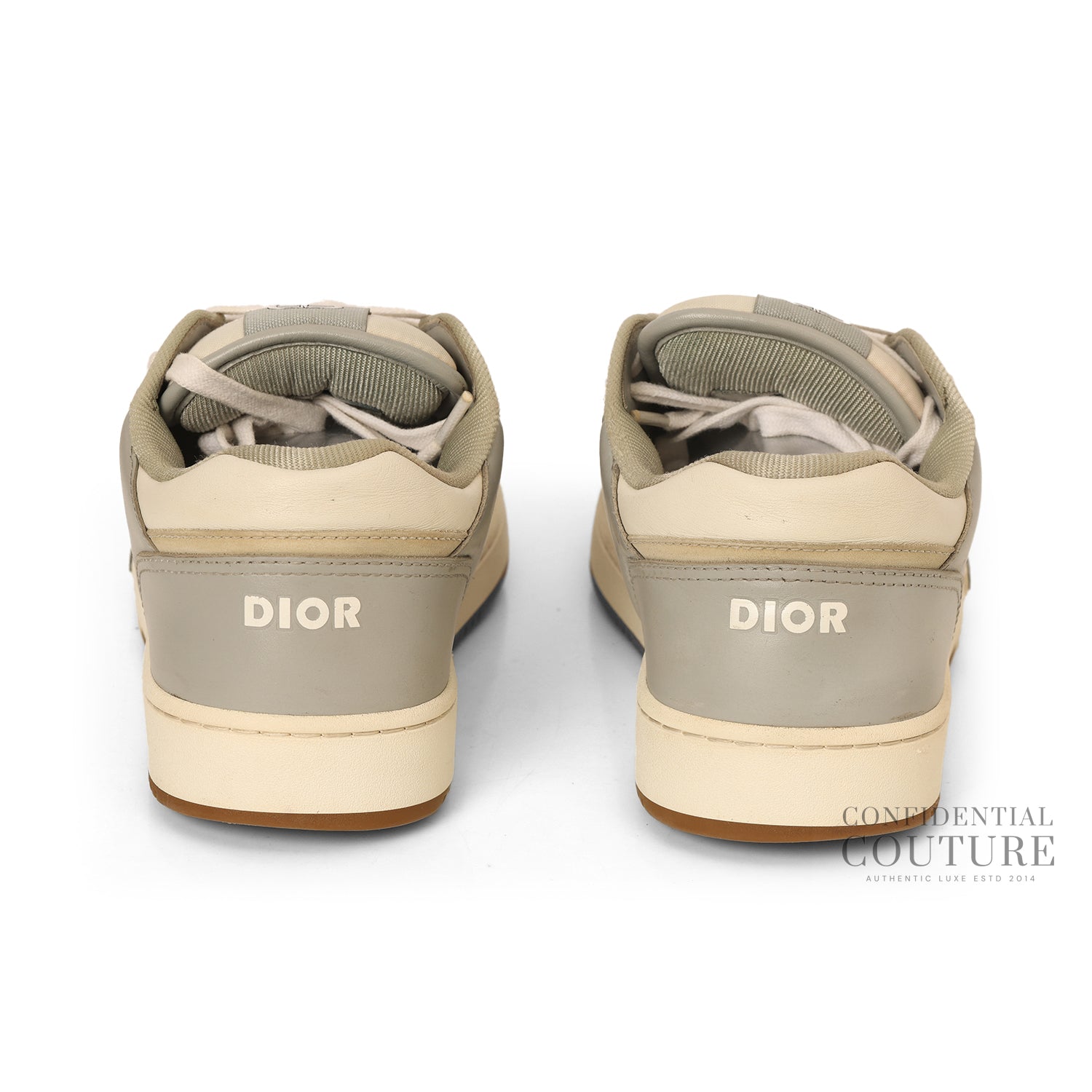 B27 Uptown Gray and White Smooth Calfskin with Beige and Black Dior Oblique Jacquard Low-Top Sneaker EU 41 | UK7 | US 8
