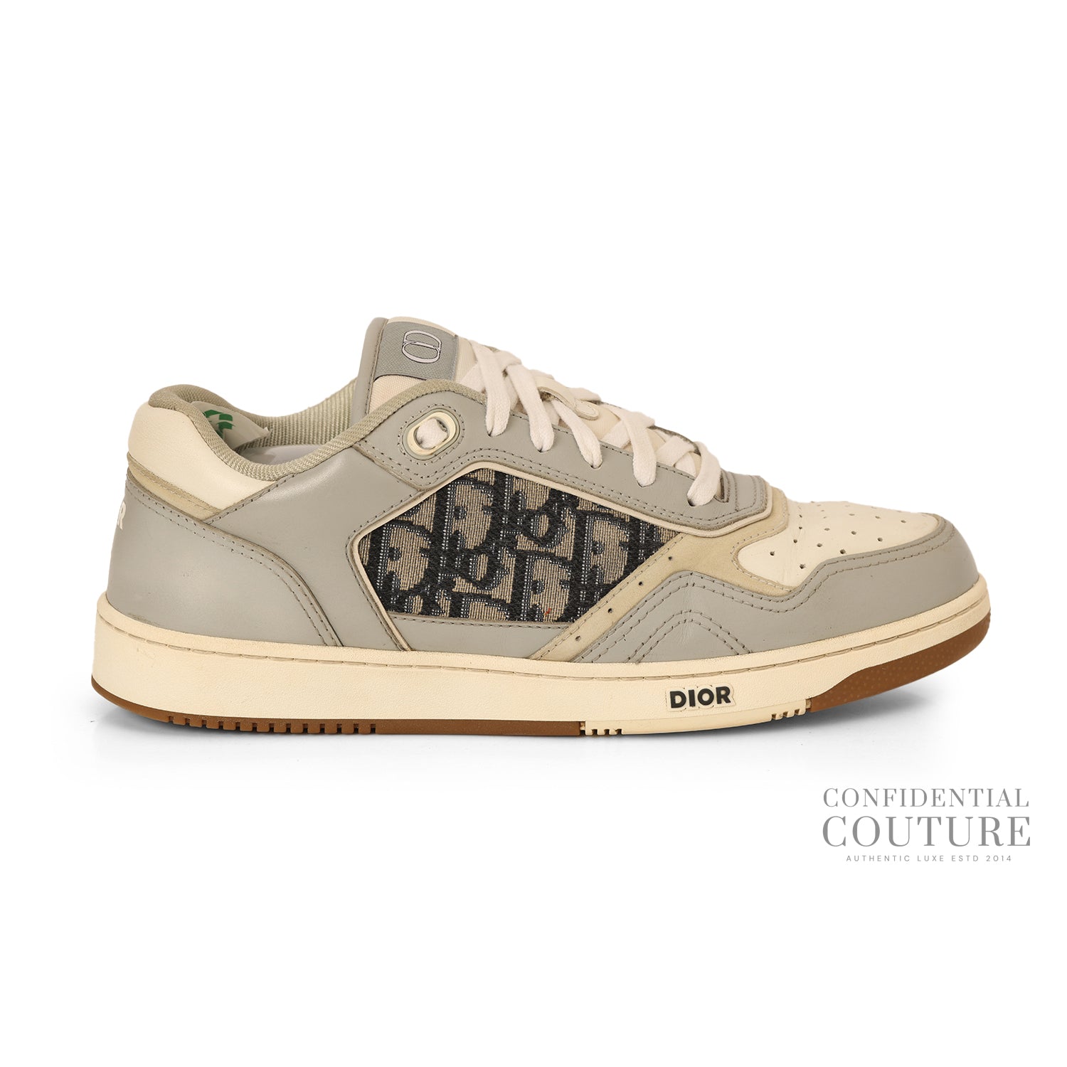 B27 Uptown Gray and White Smooth Calfskin with Beige and Black Dior Oblique Jacquard Low-Top Sneaker EU 41 | UK7 | US 8