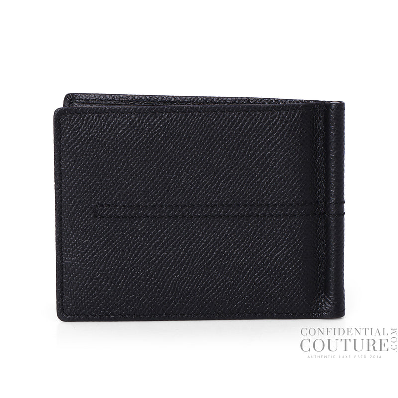 Black Grainy Leather Money Clip Wallet