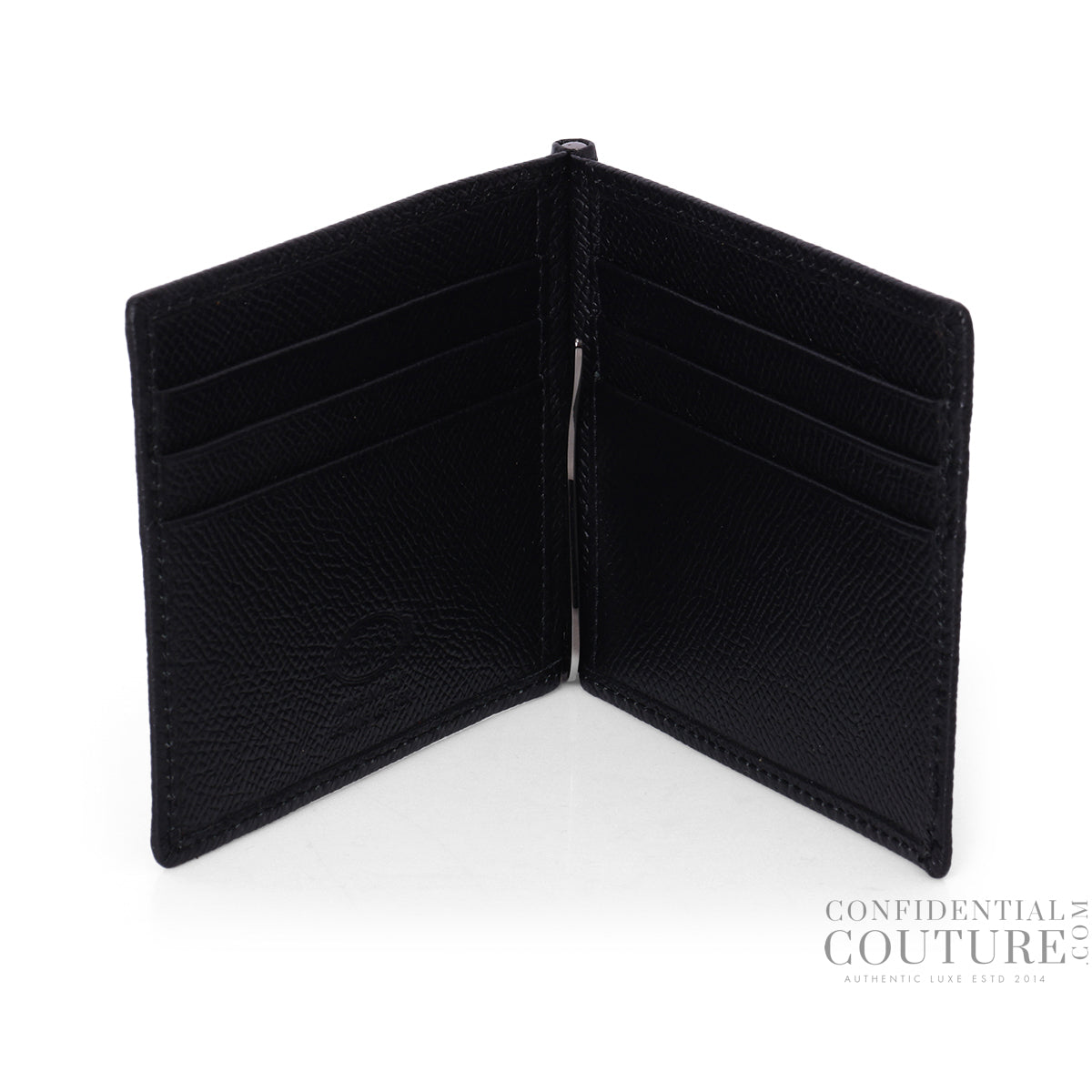 Black Grainy Leather Money Clip Wallet