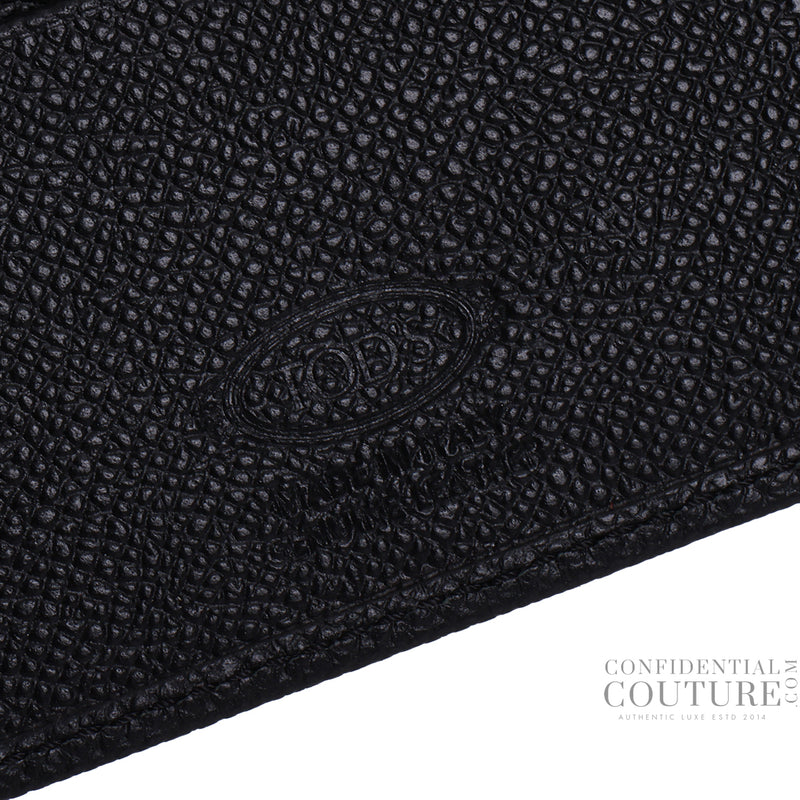 Black Grainy Leather Money Clip Wallet