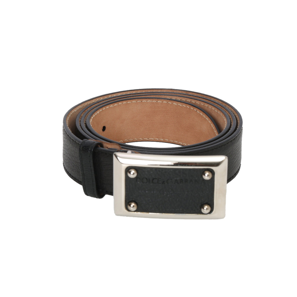 SHOP PRELOVED Dolce & Gabbana Black Leather Belt for Men 95cm