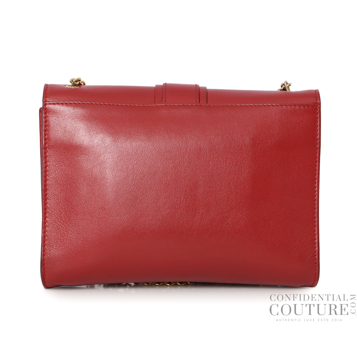 Zaffiro Red Gancini Leather Shoulder Bag