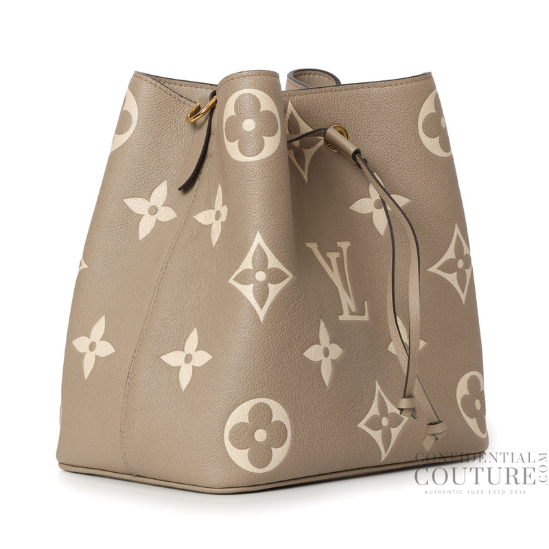 Women Louis Vuitton NéoNoé MM Tourterelle/Crème Bicolor Monogram Empreinte Bag