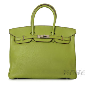 Vert Anis Birkin 35 With Silver Hardware, Stamp M