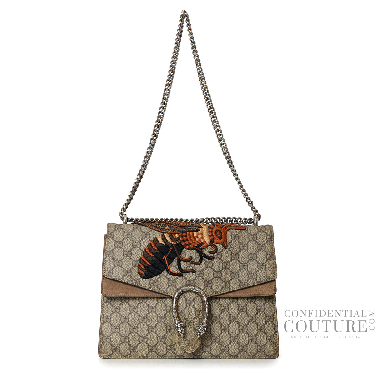 Beige/Brown GG Supreme Medium Dionysus Bee Bag