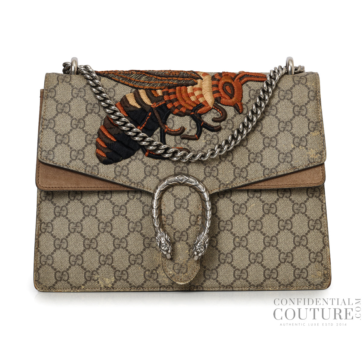 Beige/Brown GG Supreme Medium Dionysus Bee Bag