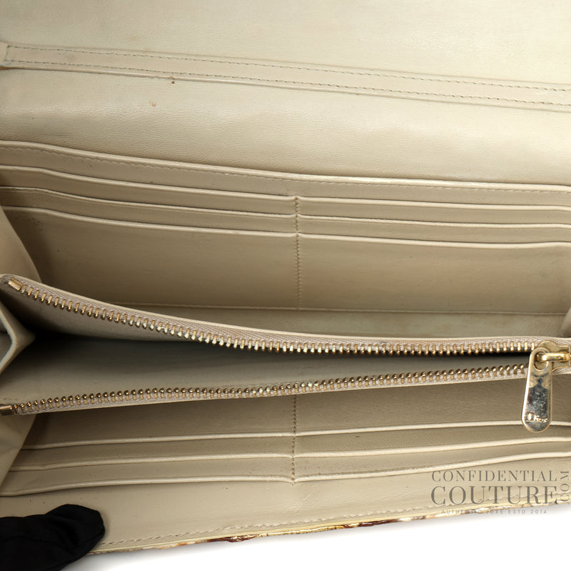Beige/Brown Python Leather Lady Dior Wallet On
