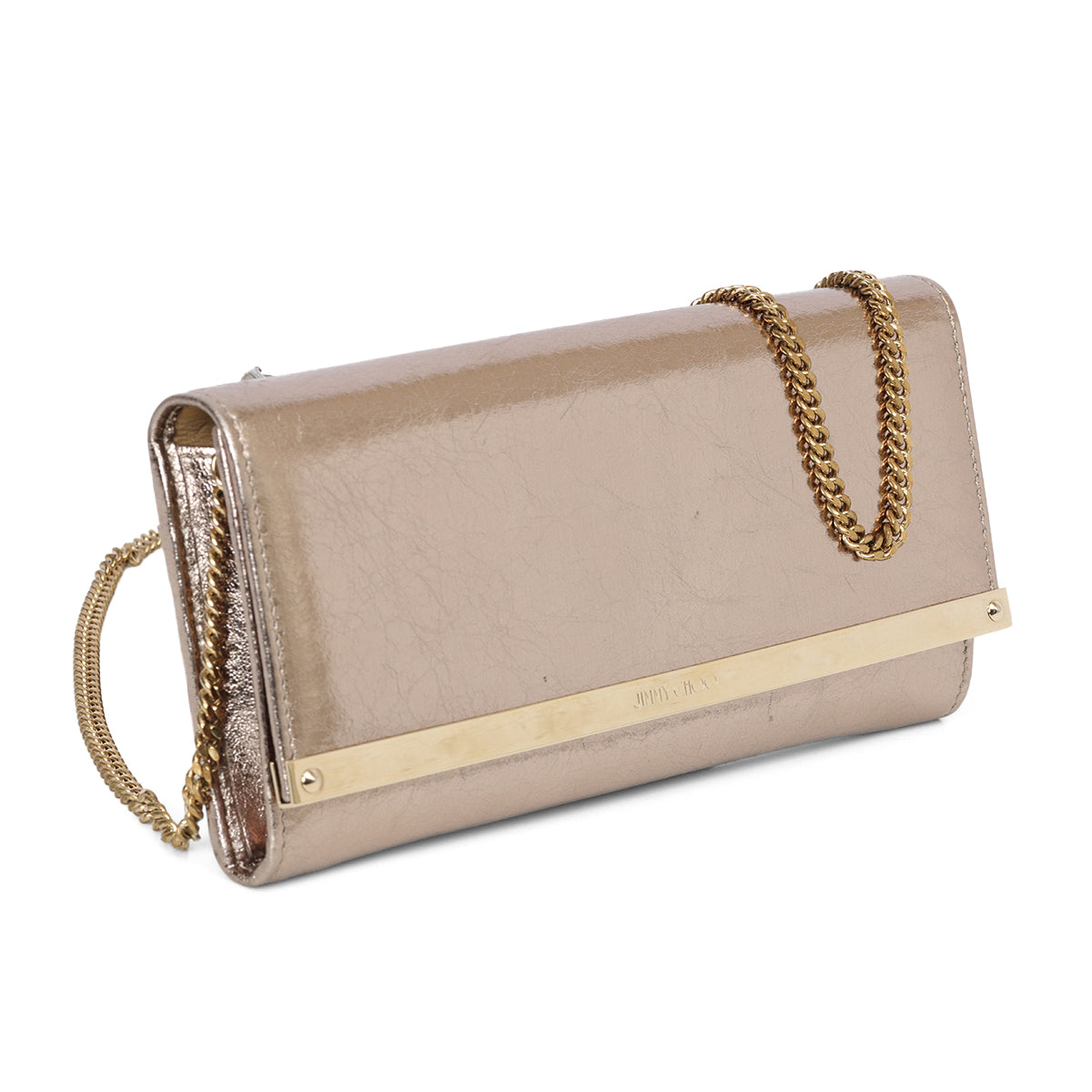 Metallic Grey Patent Leather Maia Clutch Bag One size