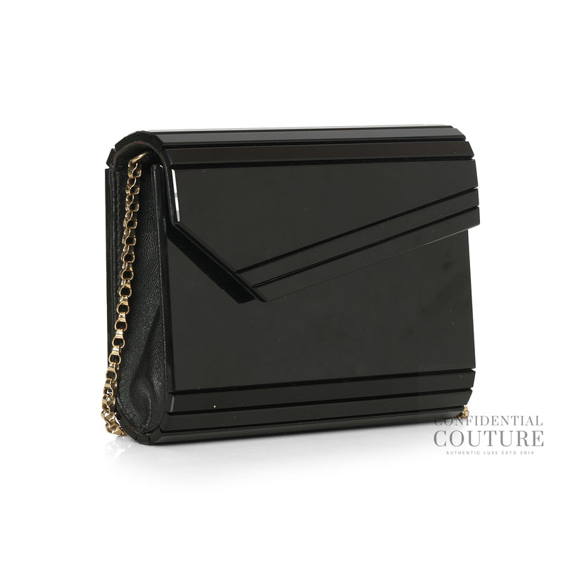 Women Jimmy Choo Candy Black Clutch with Chain Strap