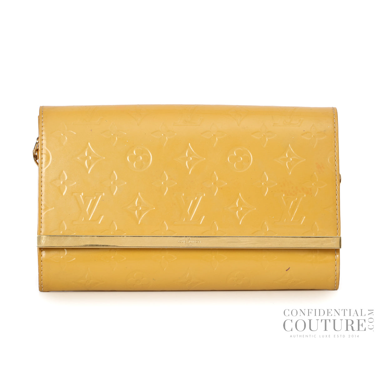 Yellow Monogram Vernis Ana Clutch Bag