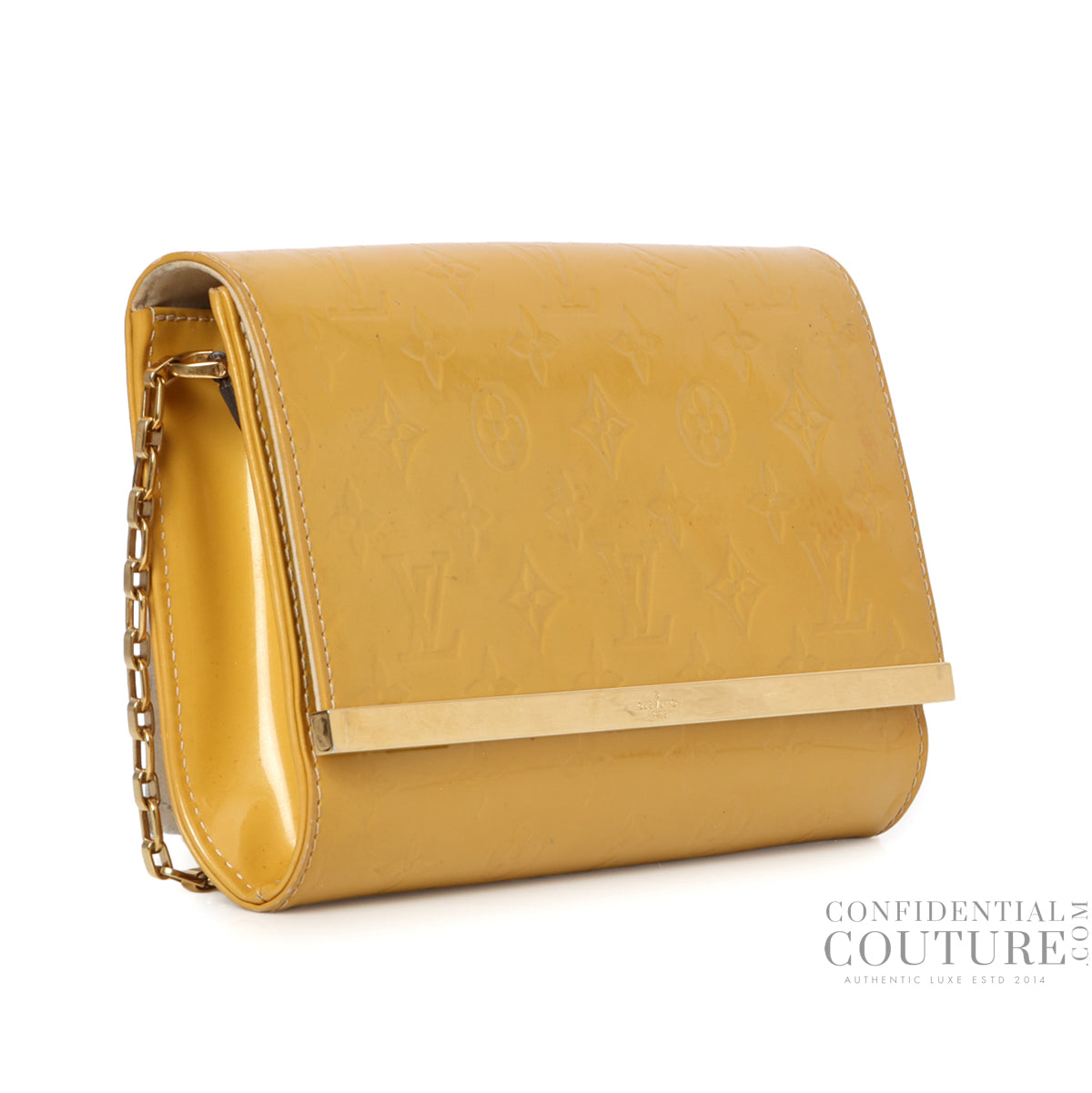 Yellow Monogram Vernis Ana Clutch Bag