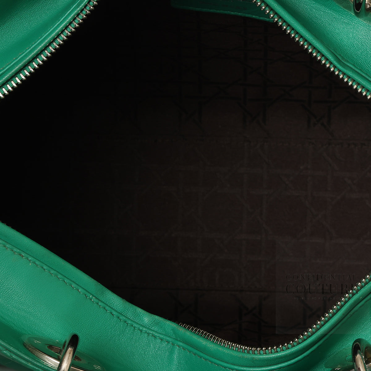 Green Cannage Quilted Lambskin Leather Large Lady Dior Bag
