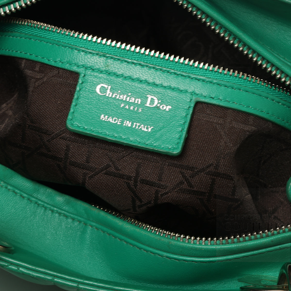 Green Cannage Quilted Lambskin Leather Large Lady Dior Bag
