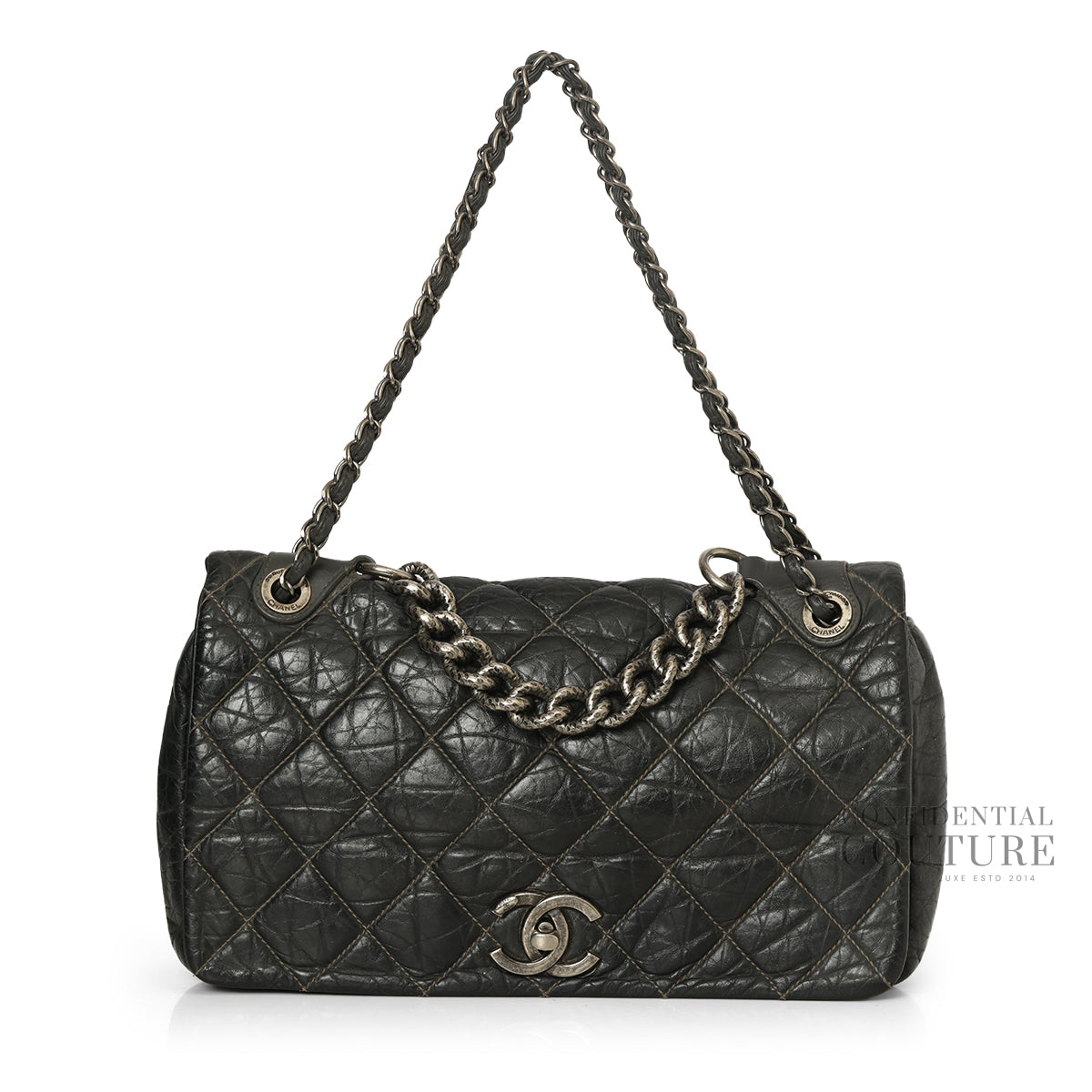Charcoal Grey Paris-Bombay Small Pondicherry Flap Bag