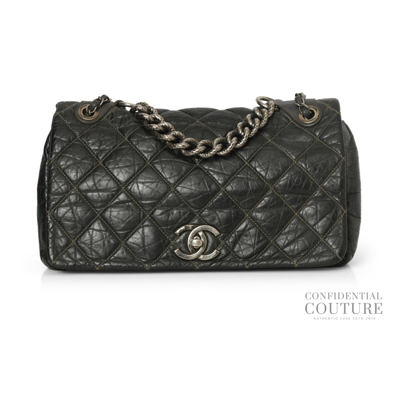 Charcoal Grey Paris-Bombay Small Pondicherry Flap Bag