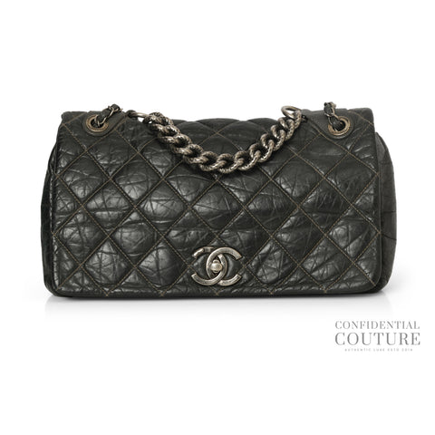 Charcoal Grey Paris-Bombay Small Pondicherry Flap Bag