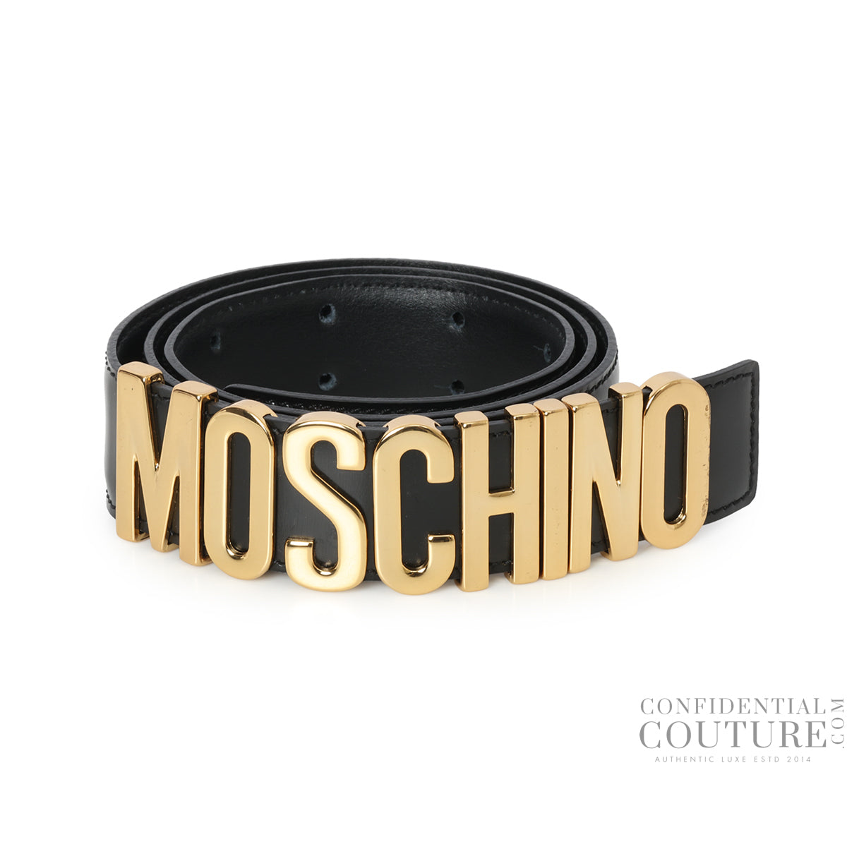 Black Leather Belt With Logo 44