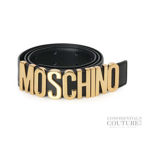Black Leather Belt With Logo 44