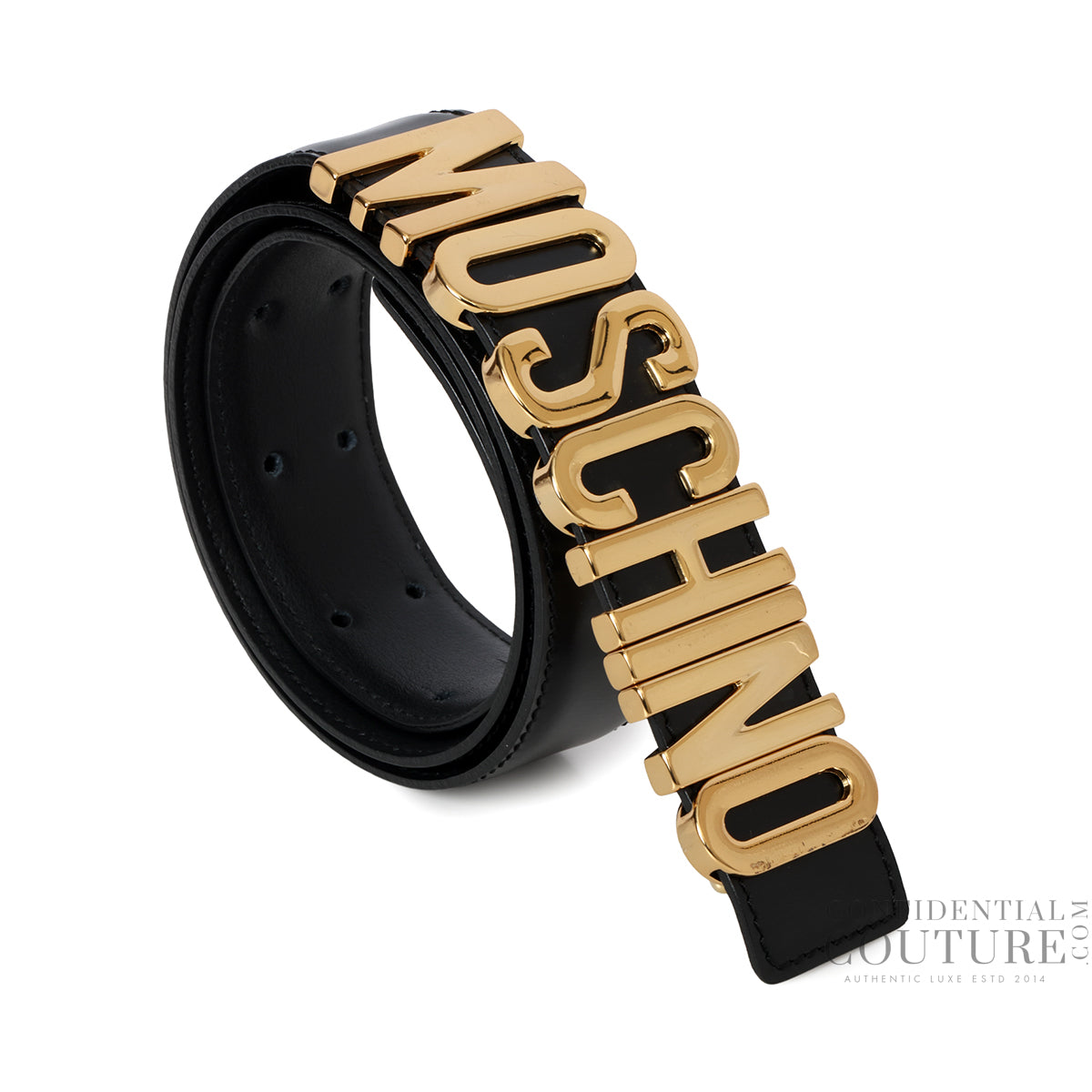 Black Leather Belt With Logo 44