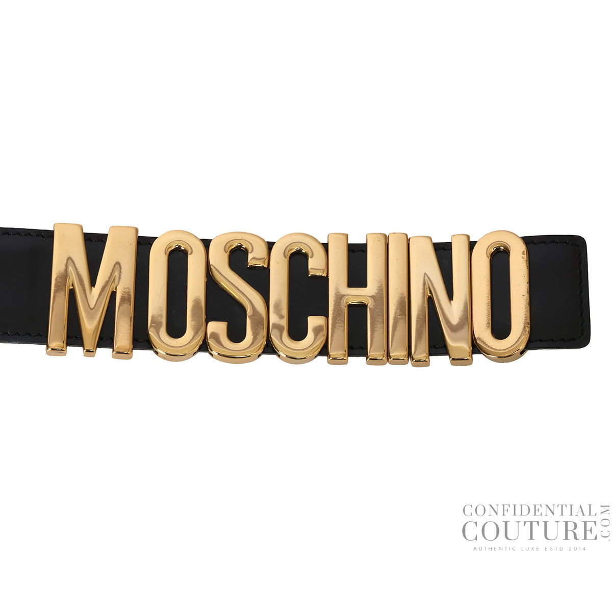 Black Leather Belt With Logo 44