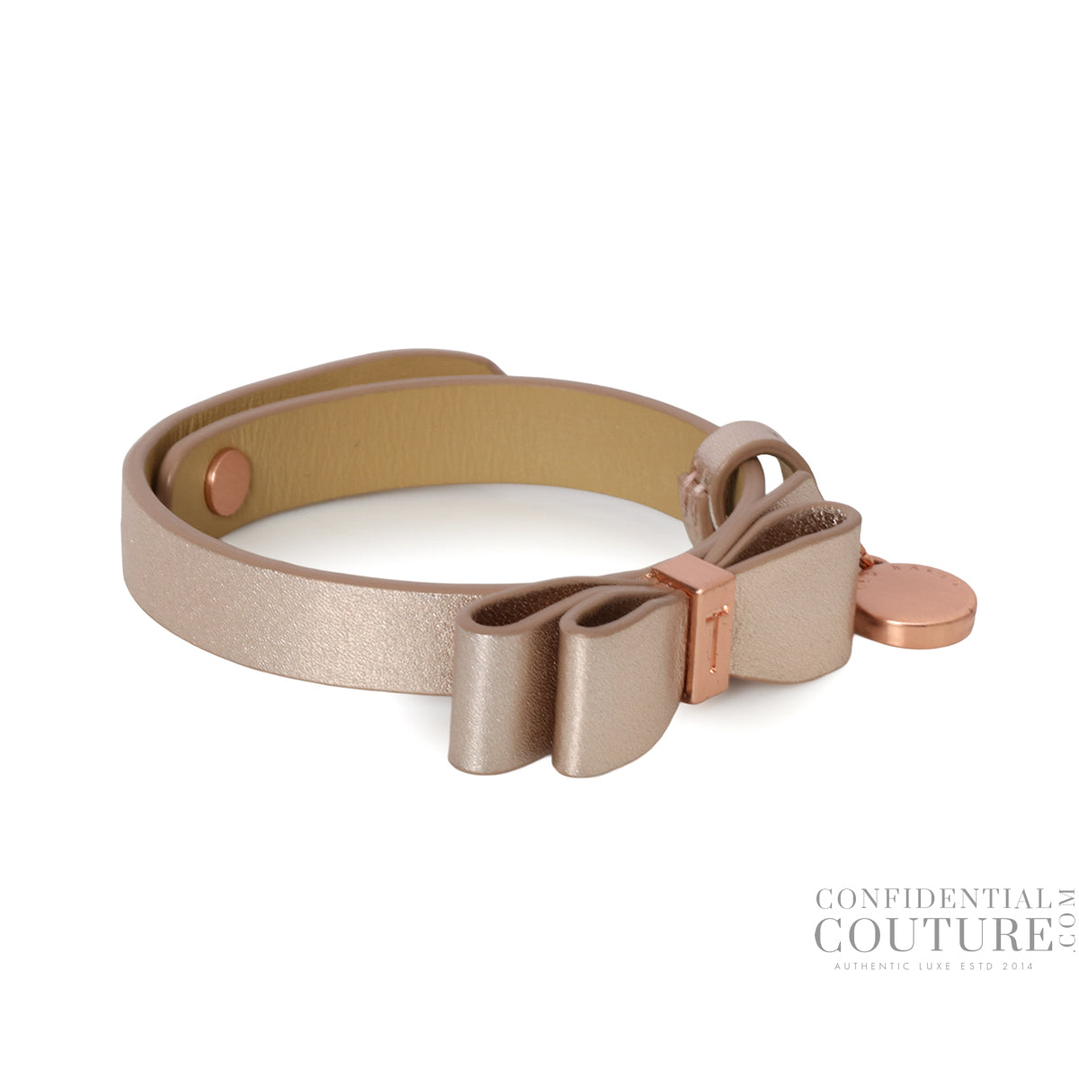 Rose Gold Bow Leather Bracelet